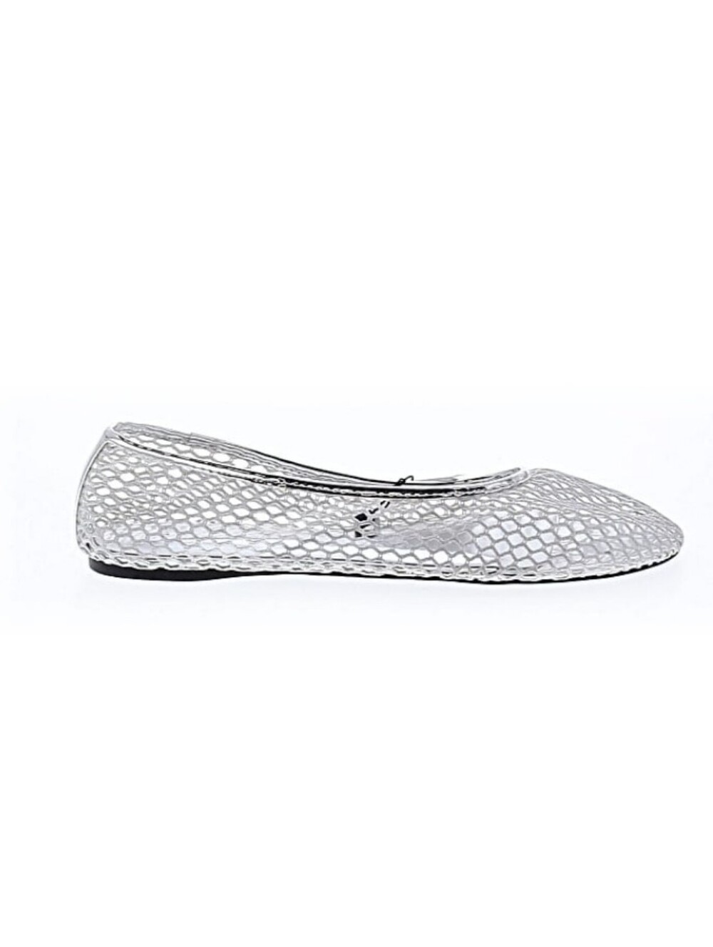 MNG Mango NWT Silver Metallic Mesh Ballet Flats EU 42 Y2K Disco Glam Baby!